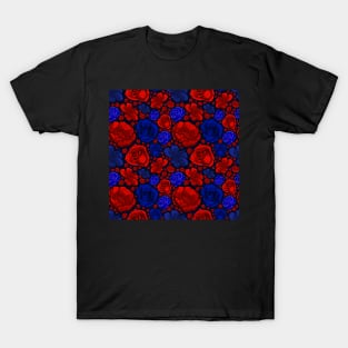 Beautiful Red and Blue Floral Fashion Print T-Shirt